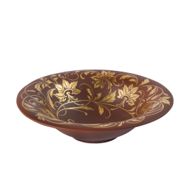 Schale, mittel, "Florale Goldranke", Böttgersteinzeug, Ø 20,5 cm