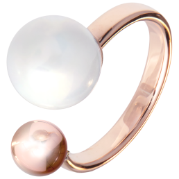 Ring Circle, Pearl Collection Pure White, 750 Roségold, 1 Porzellanperle 10mm