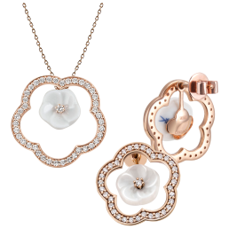 Set Royal Blossom Frame Ohrstecker & Collier, 750 Roségold