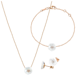 Set Royal Blossom Basic Ohrstecker, Armband & Collier, 750 Roségold